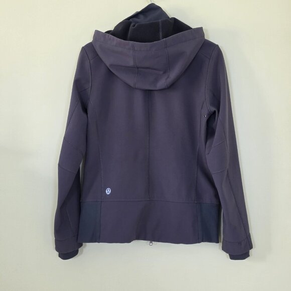 Lululemon Softshell Jacket Womens S/M Gray Zip LS Silverscent Hood Fleece Inside - Picture 16 of 16